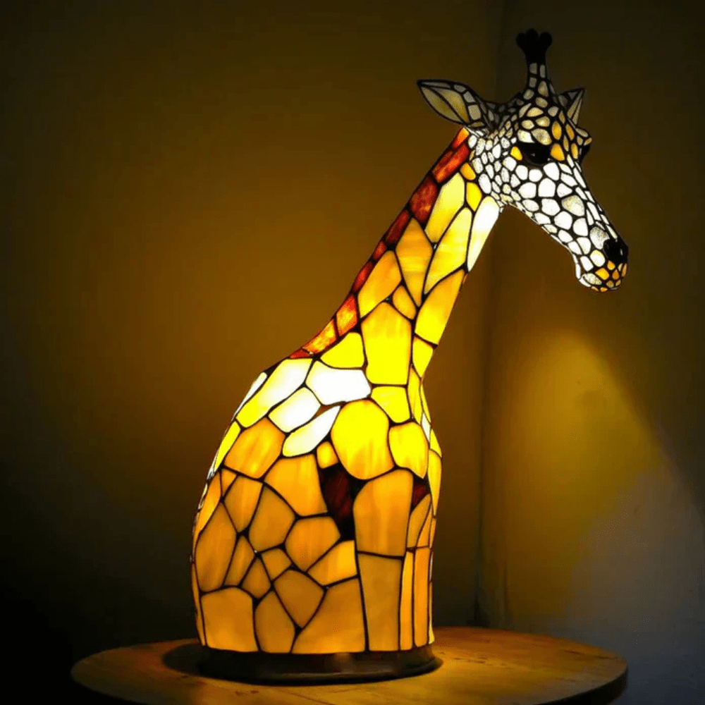 Tafellamp van gekleurd glas met resin voet - Vessina