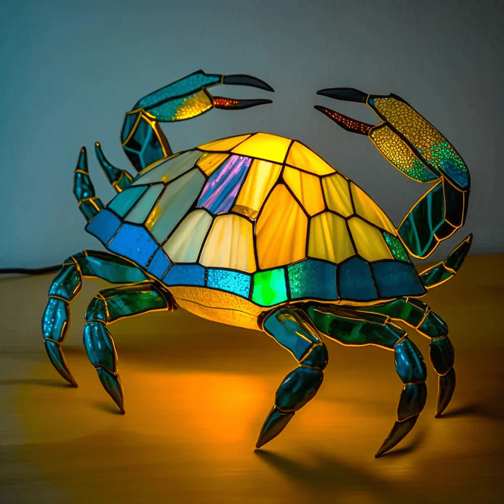 Tafellamp van gekleurd glas met resin voet - Vessina