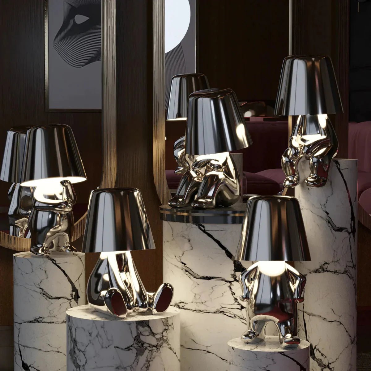 Tafellamp van gekleurde hars met LED - verlichting - Vessina