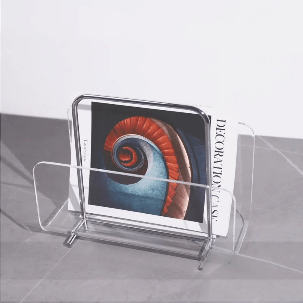Tijdschriftenrek van metaal en transparant acryl, vrijstaand ontwerp - Vessina