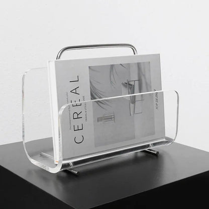 Tijdschriftenrek van metaal en transparant acryl, vrijstaand ontwerp - Vessina