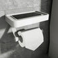 Toiletrolhouder van zwart staal, wandmodel met legvlak - Vessina