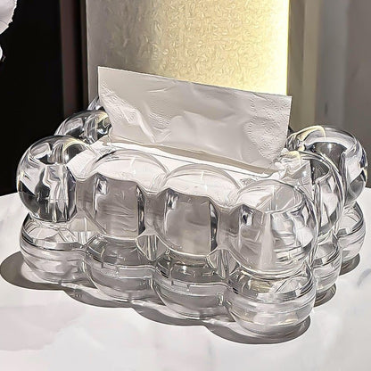 Transparante tissuebox van hars met glasachtig effect - Vessina