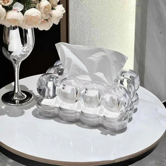 Transparante tissuebox van hars met glasachtig effect - Vessina