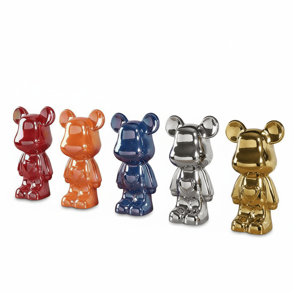 Vessina – Betoverende Keramische Beer met Hart Beeldje - Vessina