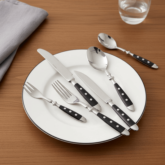 Vessina – Elegant Zwart RVS Bestekset voor Luxe Dineren met Tijdloze Stijl - Vessina