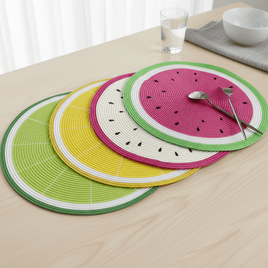 Vessina – Elegante placemats met fruitthema in natuurlijke tinten voor een Stijlvolle Tafelsetting - Vessina