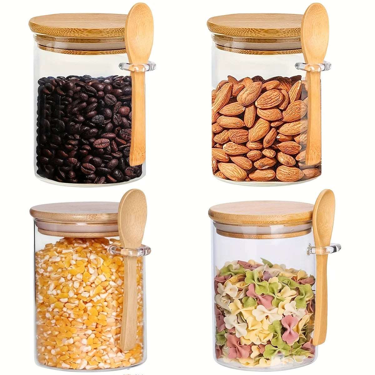 Vessina – Glazen Container met Houten Lepel - Vessina