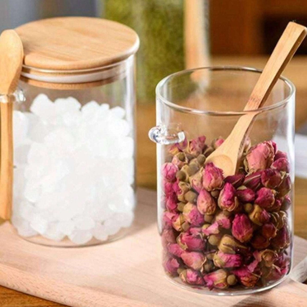 Vessina – Glazen Container met Houten Lepel - Vessina