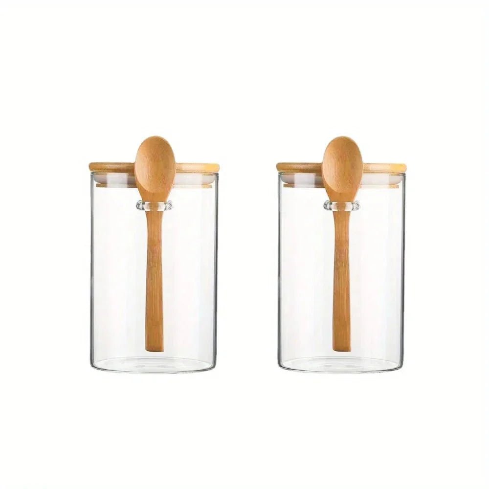 Vessina – Glazen Container met Houten Lepel - Vessina