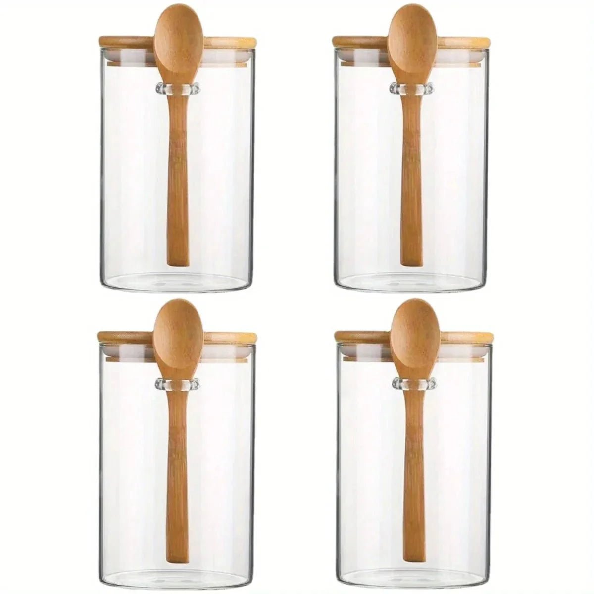 Vessina – Glazen Container met Houten Lepel - Vessina