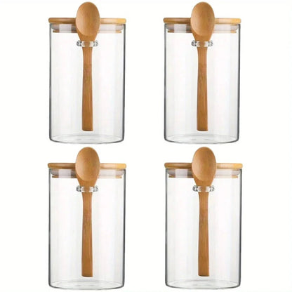 Vessina – Glazen Container met Houten Lepel - Vessina