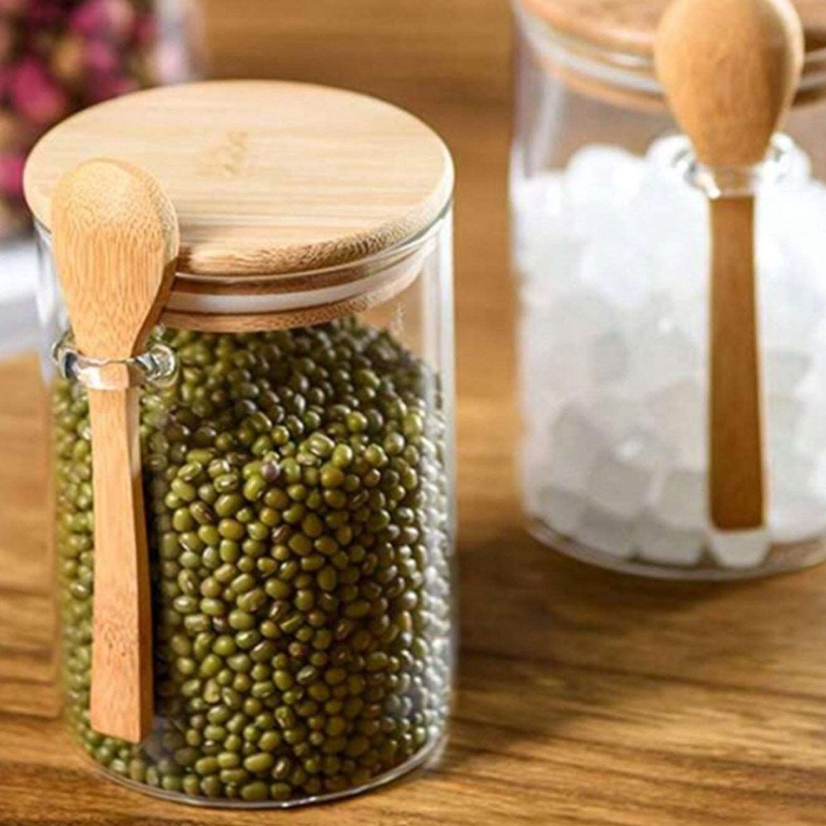 Vessina – Glazen Container met Houten Lepel - Vessina