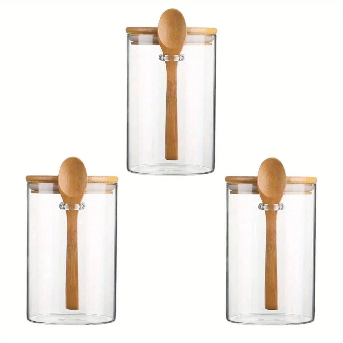Vessina – Glazen Container met Houten Lepel - Vessina