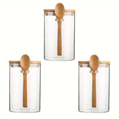 Vessina – Glazen Container met Houten Lepel - Vessina