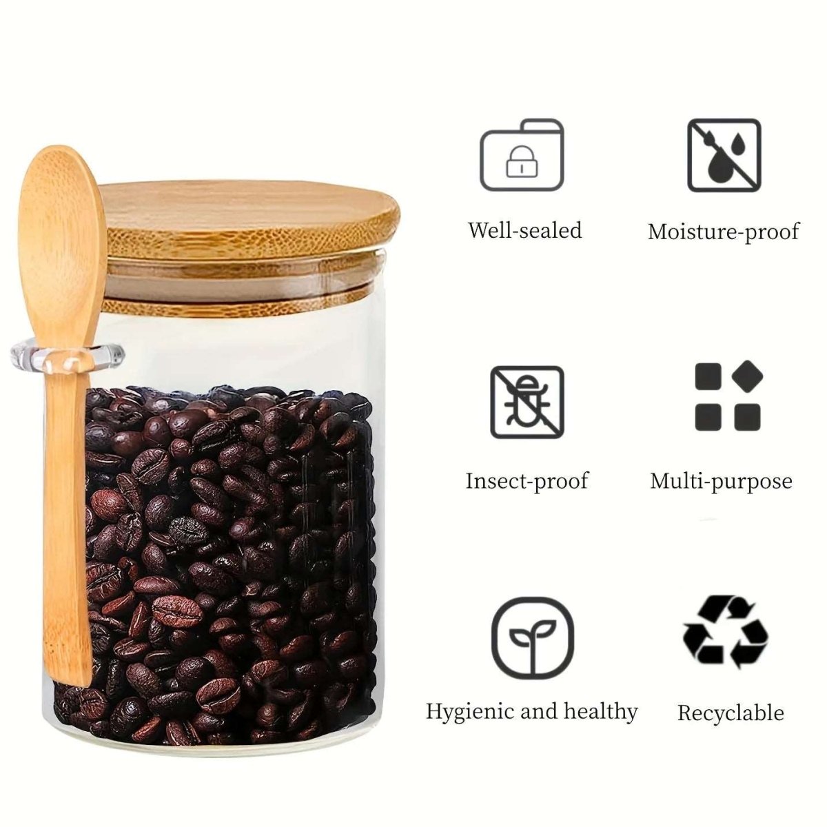 Vessina – Glazen Container met Houten Lepel - Vessina