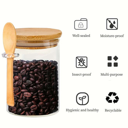 Vessina – Glazen Container met Houten Lepel - Vessina