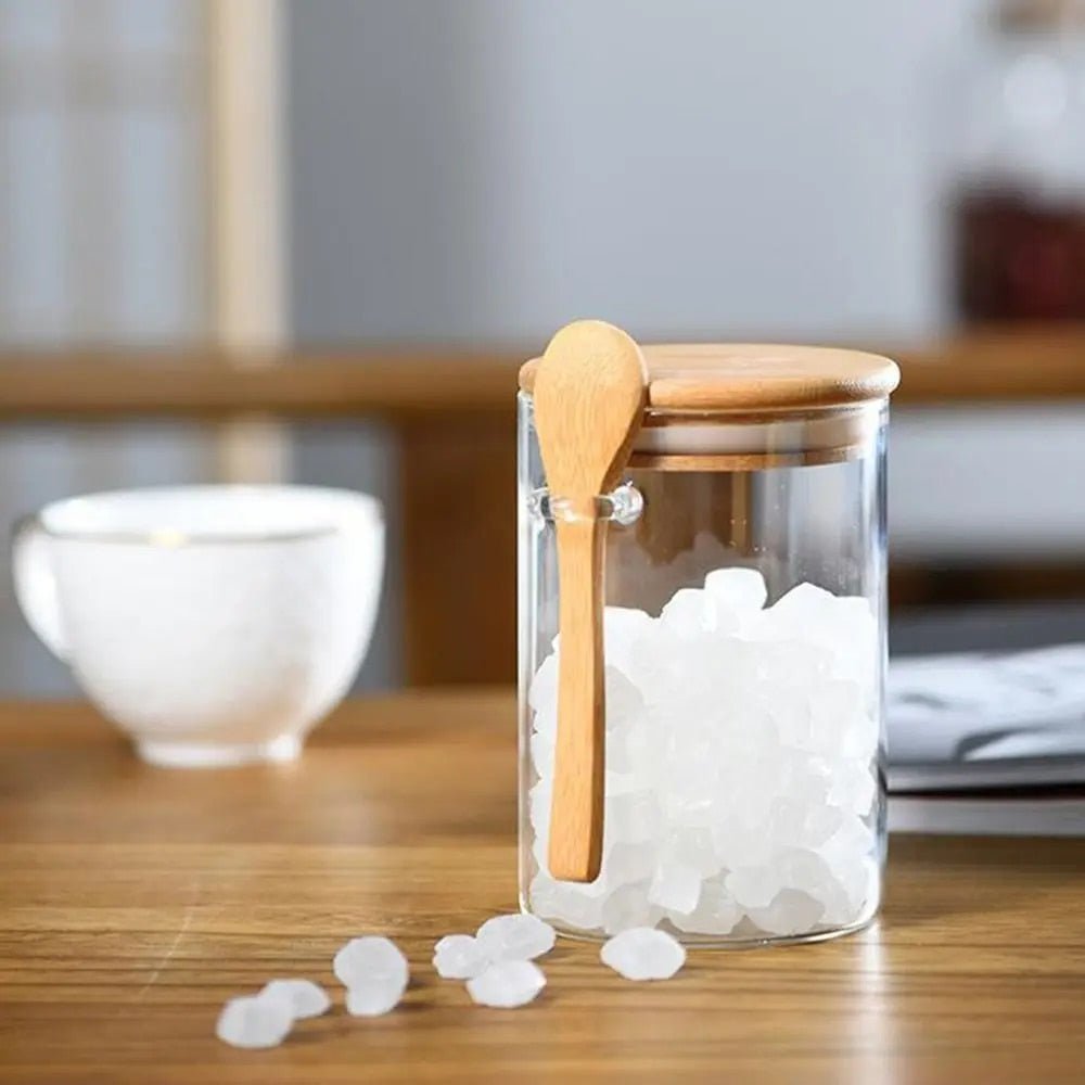 Vessina – Glazen Container met Houten Lepel - Vessina