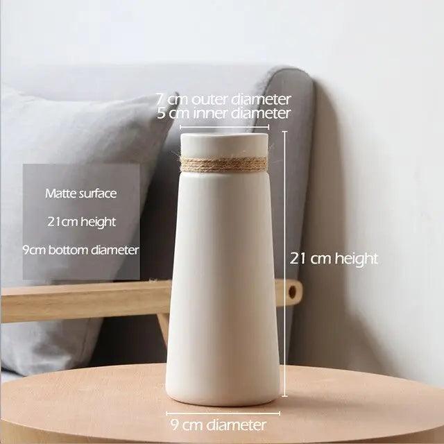 Vessina – Modern Wit Vaasje met Touw - Vessina