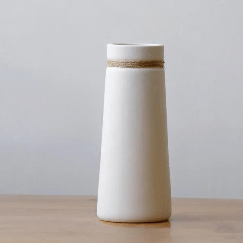 Vessina – Modern Wit Vaasje met Touw - Vessina