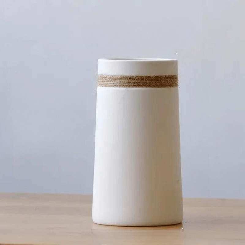 Vessina – Modern Wit Vaasje met Touw - Vessina
