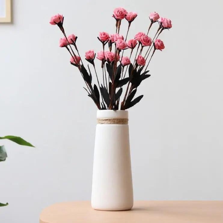 Vessina – Modern Wit Vaasje met Touw - Vessina