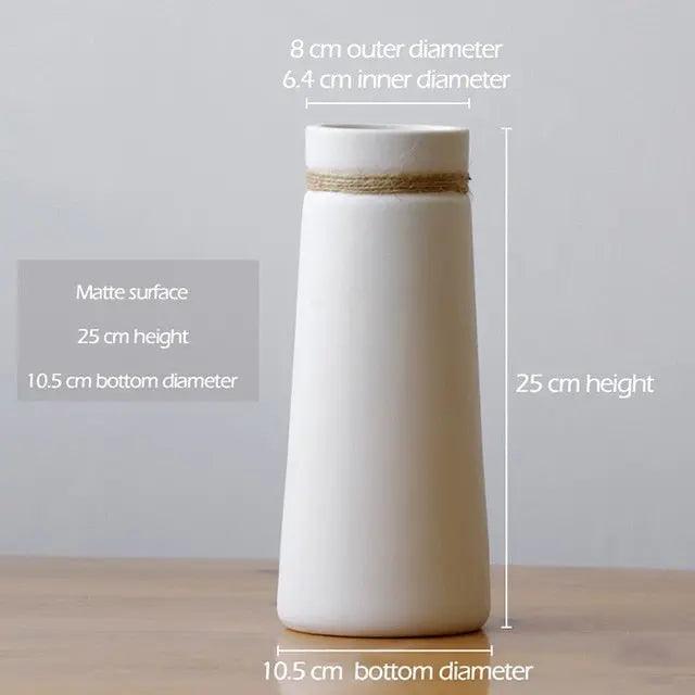Vessina – Modern Wit Vaasje met Touw - Vessina