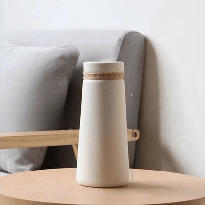 Vessina – Modern Wit Vaasje met Touw - Vessina