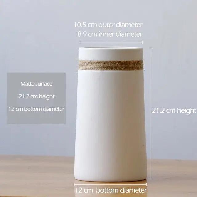 Vessina – Modern Wit Vaasje met Touw - Vessina