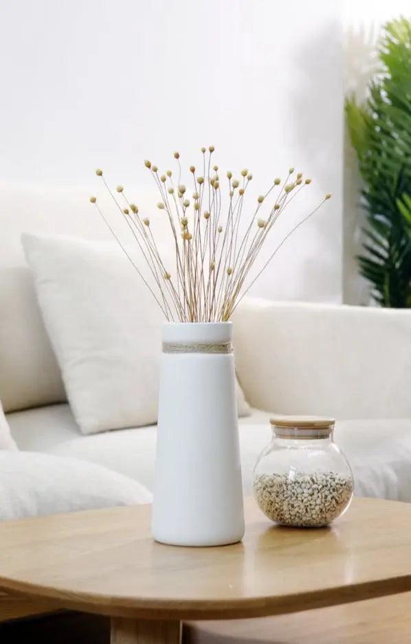 Vessina – Modern Wit Vaasje met Touw - Vessina