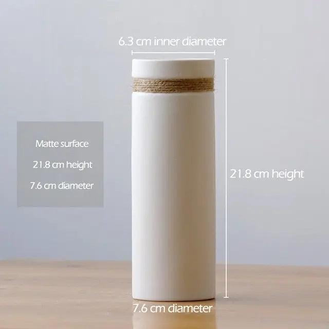 Vessina – Modern Wit Vaasje met Touw - Vessina