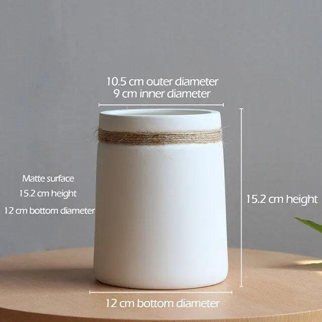 Vessina – Modern Wit Vaasje met Touw - Vessina