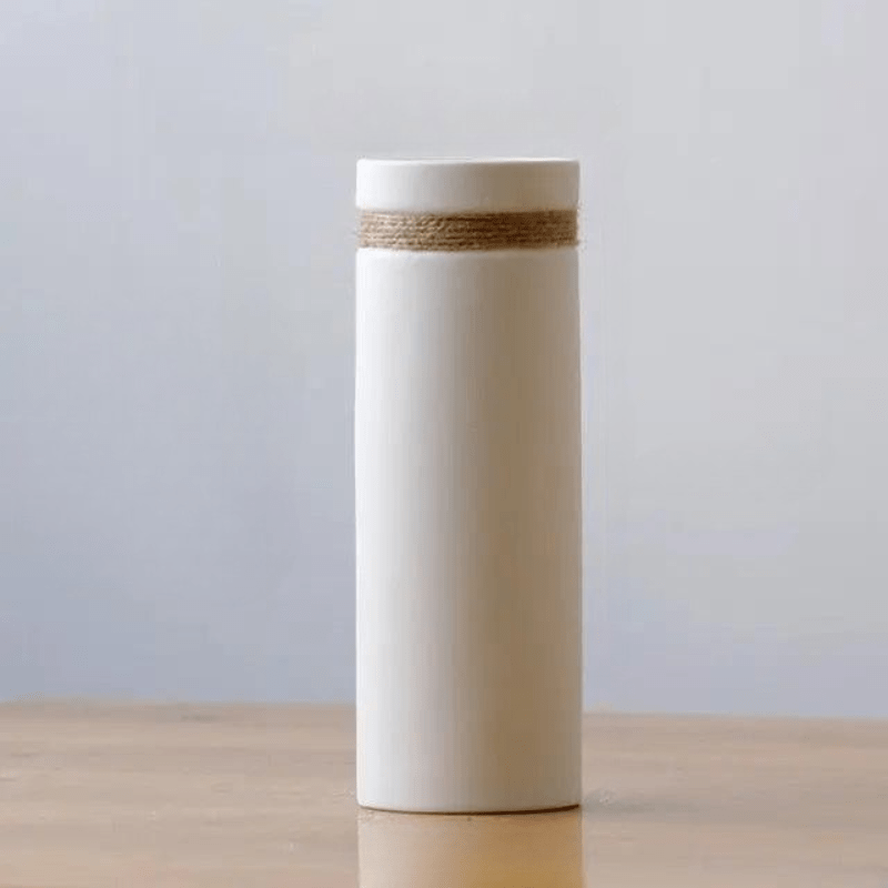 Vessina – Modern Wit Vaasje met Touw - Vessina