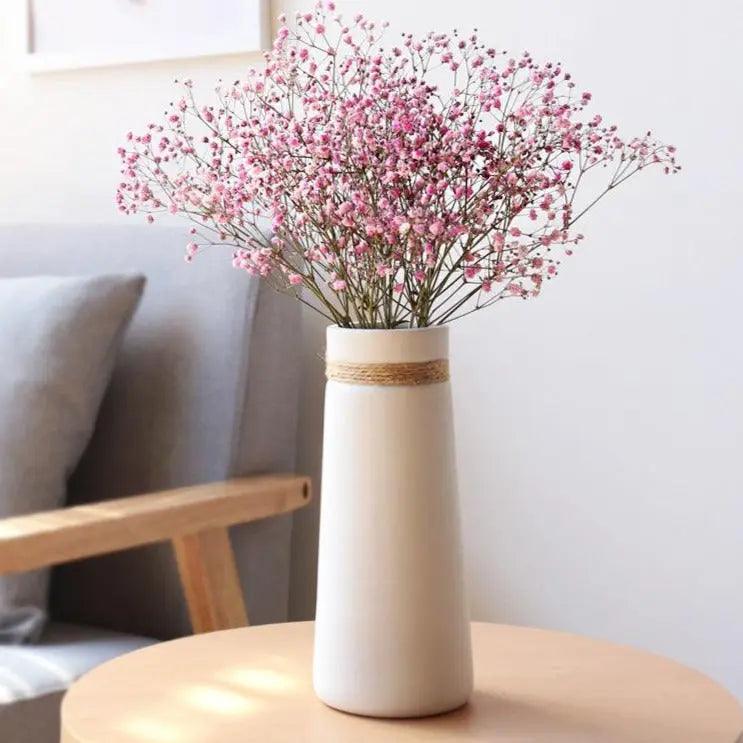 Vessina – Modern Wit Vaasje met Touw - Vessina